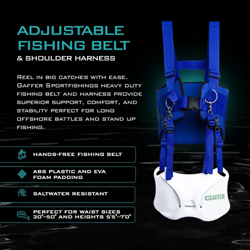 Vista 2 de GAFFER SPORTFISHING Arnés de hombro para cinturón de pesca, soporte de caña de lucha contra peces en alta mar Stand-up offshore fishing harness &