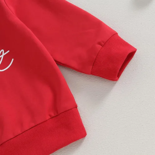Vista 4 de Mandizy Conjunto de sudadera de manga larga con estampado de letras para niñas pequeñas, pantalones acampanados a rayas