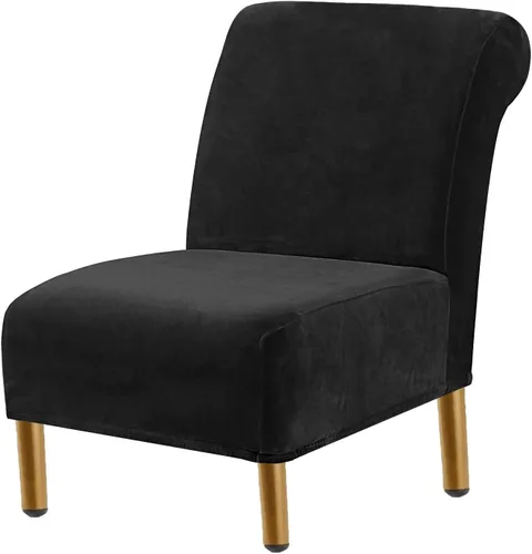 Vista 15 de Funda para silla decorativa sin brazos, de terciopelo elástico, extraíble, lavable, protector moderno de muebles con parte inferior elástica