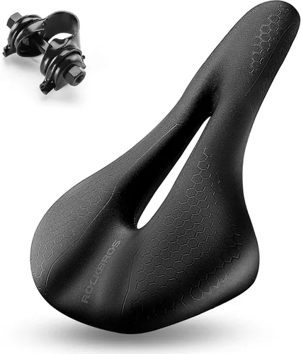 Vista 9 de ROCKBROS Asiento de bicicleta de espuma viscoelástica, sillín de bicicleta cómodo e impermeable para bicicletas de ciudad, MTB y carreras