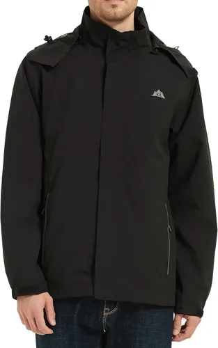 Vista 3 de MOERDENG Chaqueta impermeable para hombre, ligera, con capucha, para primavera, otoño, senderismo, viajes al aire libre