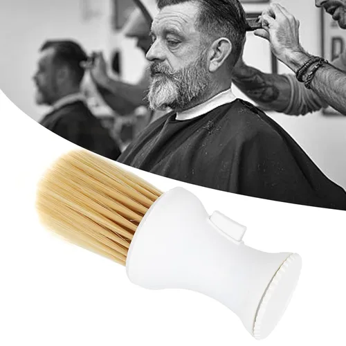 Vista 5 de Cepillo de corte de pelo para el cuello, cepillo suave para el cuello de peluquero con almacenamiento de polvo, cepillo de barrido de cabello