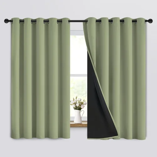 Vista 165 de Yakamok Cortinas negras, cortinas de ventana con aislamiento térmico y eficiencia energética para dormitorio, cortinas opacas completas y cortinas