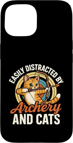 Vista 6 de Funny Cat Parent Gift Easily Distracted by Archery and Cats Case for iPhone 17
