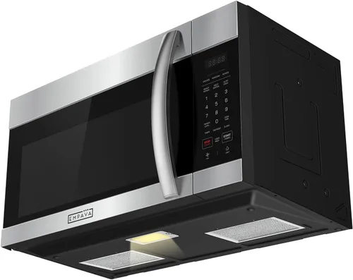 Vista 2 de Empava Horno de microondas sobre la estufa con control de pantalla táctil, 1000 vatios, ventilación de 300 CFM y cocción con sensor en acero