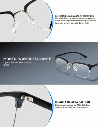 Vista 5 de ZanyLen Blue Light Glasses Men Rectangle Large Browline Computer Gaming Glasses dorado (01-52179-Gold)