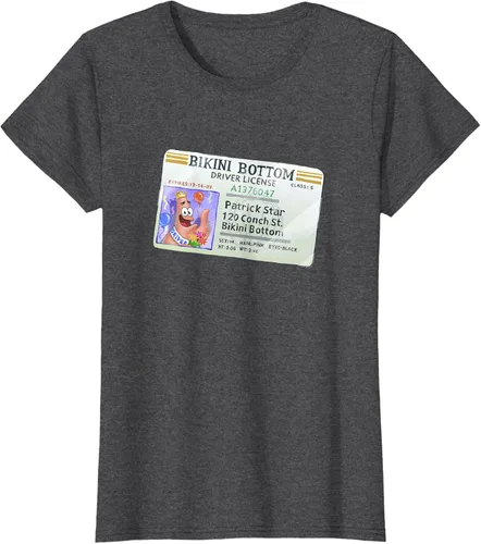 Vista 6 de SpongeBob SquarePants Camiseta con logotipo de Patrick Star Driver License King, Negro