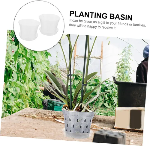 Vista 3 de LIOOBO Macetas de plástico para orquídeas de drenaje para macetas de orquídeas de cultivo Platillos