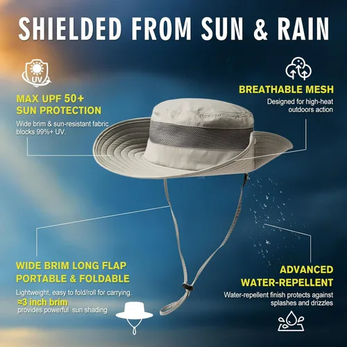 Vista 2 de TOP-EX Sombrero de sol impermeable de gran tamaño para cabezas grandes con Negro