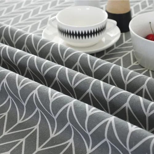 Vista 5 de Mantel redondo de lino de algodón con flecha gris para comedor, cocina, decoración de mesa del hogar, redondo, 48 pulgadas