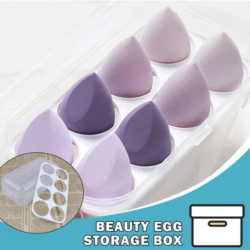 Vista 4 de Caja de almacenamiento de huevos de belleza con 8 ranuras para recoger huevos de belleza, contenedor de almacenamiento de huevos, portador de huevos