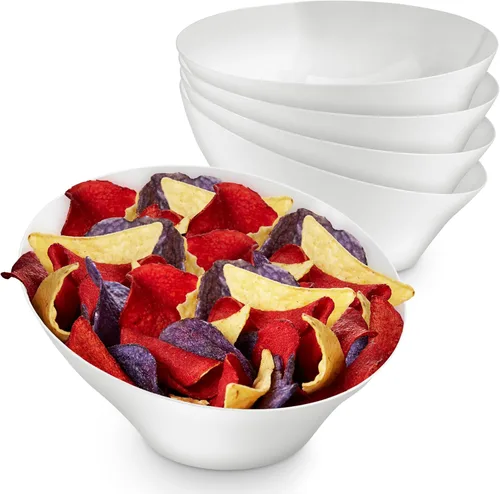 Vista 9 de Tazones de Servir de Plástico Negro de 20 onzas (Paquete de 4) Tazones Desechables Medianos para Aperitivos, Platos para Dulces, Recipientes de Bufé