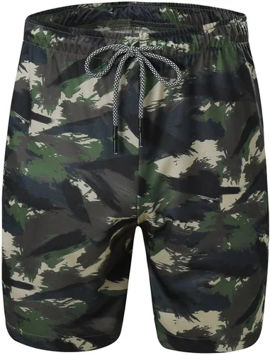 Vista 7 de Conjunto deportivo para hombre, conjunto de verano para hombre, manga deportiva, pantalones cortos ajustados de secado rápido, camuflaje para hombre