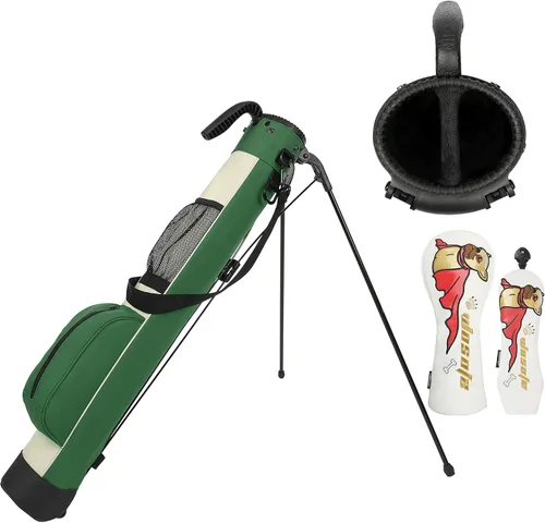 Vista 9 de wosofe Bolsa de golf ligera y pequeña bolsa de golf con doble correa, fácil de transportar con divisores de 2 vías, múltiples bolsillos, bolsa