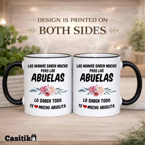 Vista 5 de Casitika Las Mamás Saben Mucho Pero Las Abuelas Lo Saben Todo. Taza de café Abuela – Regalo para la abuela española, divertida taza de cerámica