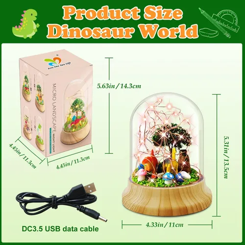 Vista 2 de Crea tu propia luz nocturna, kits de bricolaje de dinosaurio para niñas, luces nocturnas mágicas creativas USB Edición de mejora, juguetes