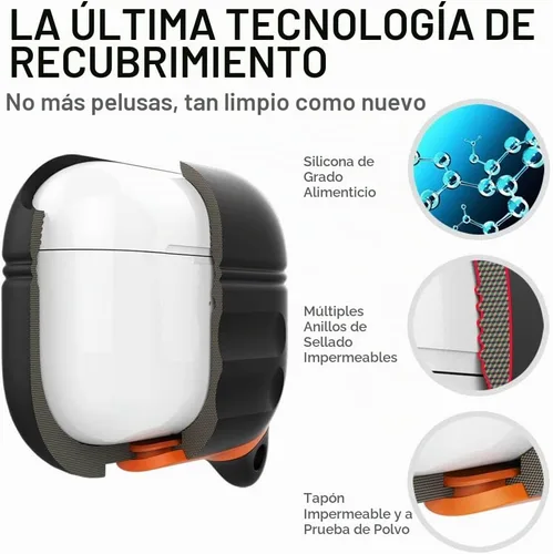 Vista 5 de Funda para AirPods Pro, funda de silicona impermeable para AirPods Pro 2, protección impermeable, portátil, para USB-C/inalámbrico, antipérdida, una