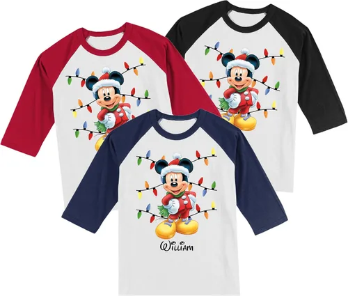 Vista 2 de Personalized Mickey's Christmas Family Shirts. Matching Sets. Handmade Decorated T-Shirt. Made to Order.