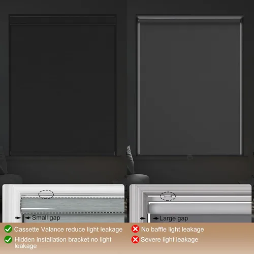Vista 4 de Persianas enrollables opacas para ventanas, persianas enrollables sin cordones con cenefa de cassette, persianas de ventana de jacquard a rayas