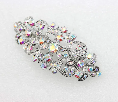 Vista 3 de Faship Precioso pasador floral de cristal AB Rhinestone