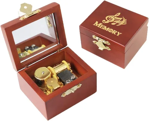 Vista 11 de Youtang - Caja de música de madera tallada con mecanismo de cuerda, regalo de Navidad, cumpleaños, Día de San Valentín