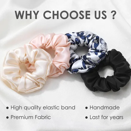 Vista 7 de Michooyel 100% seda de morera, bandas elásticas para el cabello, para mujeres y niñas, cabello rizado, sin daños, soporte para cola de caballo