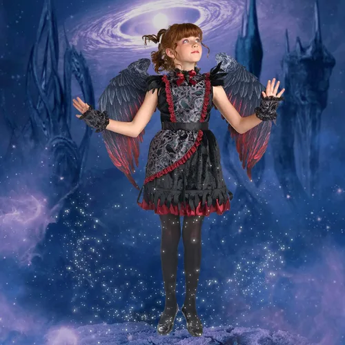 Vista 4 de JUST FOR PARTY Girl Fallen Angel Costume with Wings Cape for Halloween, Cosplay