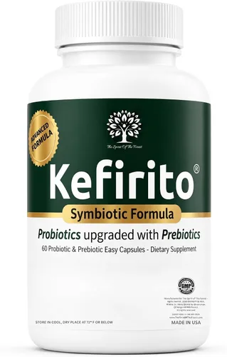 Vista 4 de Kefirito Daily Symbiotic Formula – Suplemento diario probiótico + prebiótico, 60 cápsulas – Absorción equilibrada de nutrientes y apoyo de comodidad