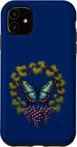 Vista 8 de Blue Winged Diana Fritillary Butterfly and Grape Vine Case for iPhone XR