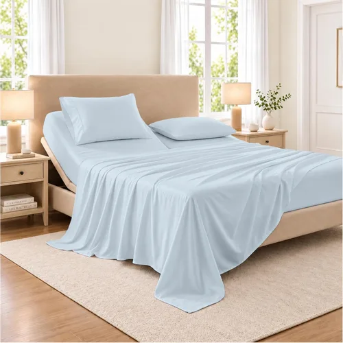 Vista 21 de SGI bedding Sábana Queen de 28 pulgadas con cabecera flexible y parte superior dividida, 100% algodón egipcio - 600 número de hilos, sábanas de 01