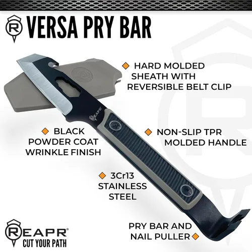 Vista 4 de REAPR VERSA TAC - Barra de palanca con funda, utilidad compacta para campamento, preparación de emergencia, mejoras para el hogar, reparaciones