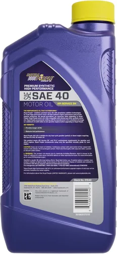 Vista 2 de Royal Purple 01040 SAE 40 Aceite de motor sintético de alto rendimiento resistente - Botella de 1 cuarto de galón