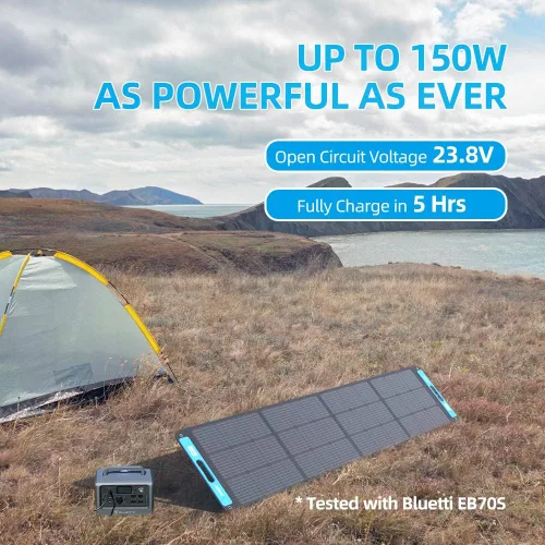 Vista 3 de XTAR SP150 Panel solar portátil de 150 W para estación de energía, cargador solar plegable con soporte ajustable, panel altamente eficiente