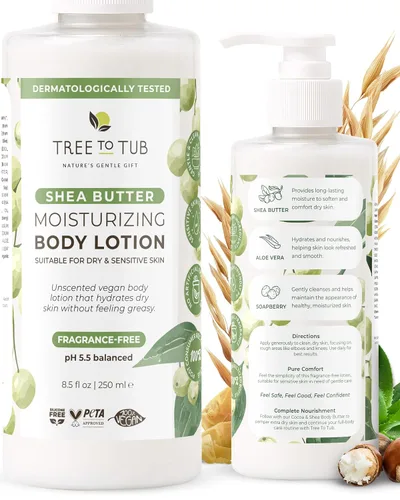 Vista 14 de Tree To Tub Loción corporal Retinol - Crema corporal hidratante, crema reafirmante avanzada con ácido hialurónico y manteca de karité, loción