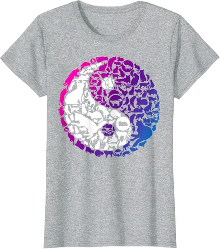 Vista 18 de Cute Kitty Cats and Zen Spirit Peace & Love Yin Yang - Camiseta de gato Negro