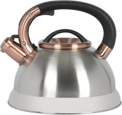 Vista 7 de Mr. Coffee Woodmont - Hervidor de té de acero inoxidable de 2 cuartos con mango de madera, hervidor silbante para estufa, tetera duradera de cocción