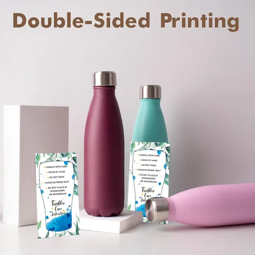 Vista 3 de 200 tarjetas de instrucciones de cuidado de vasos, impresión de doble cara para tarjeta de dirección del cliente, consejos para el cuidado
