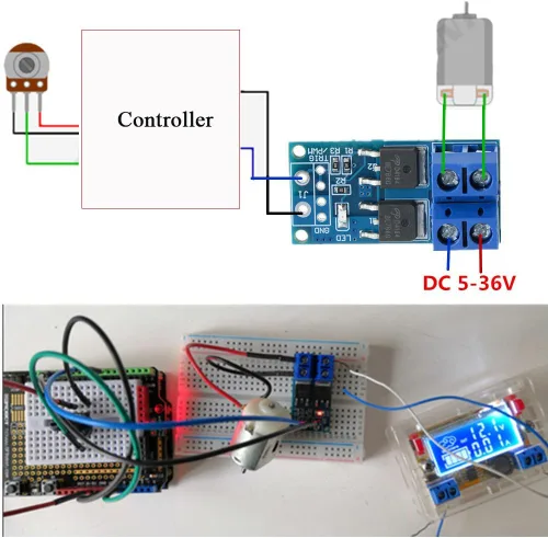 Vista 5 de 5PCS DC 5V-36V 15A (Max 30A) 400W Dual High-Power MOSFET Trigger Switch Drive Module 0-20KHz PWM Ajuste Interruptor Electrónico Tablero de Control
