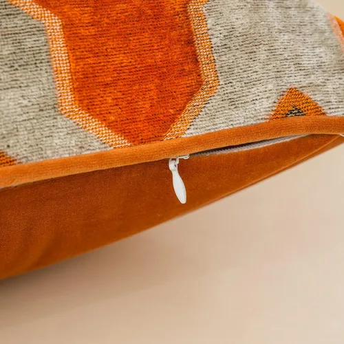 Vista 6 de Alerfa Funda de cojín cuadrada de terciopelo con corte bordado de rayas geométricas y moderna, funda de almohada decorativa para sofá, sala