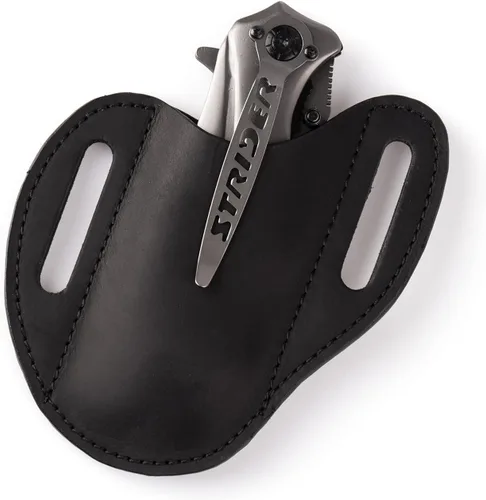 Vista 12 de Gentlestache Funda de cuero para cuchillo de bolsillo para cinturón, funda plegable para cuchillo, funda para cinturón EDC, color negro compacto