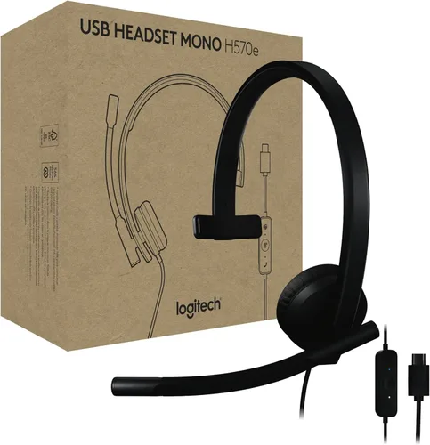 Vista 9 de Logitech H570e - Auriculares USB con micrófono para PC y Mac, auriculares con cable USB-A con sonido mono, micrófonos con cancelación de ruido