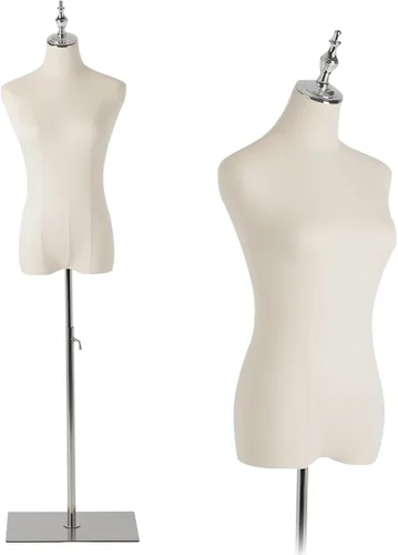 Vista 8 de Maniquí femenino, pantalones colgantes y faldas Maniquí de vestido con soporte, altura ajustable Torso para ropa, exhibición de joyas, costura, negro