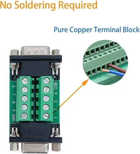 Vista 6 de 2 unids RS232 DB9 macho a hembra Terminal Breakout Board Connector