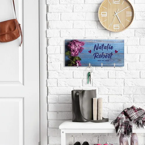 Vista 5 de Llavero personalizado para pared, colgador de llaves personalizado con apellido 12 diseños, 8 opciones de fondo Regalos de inauguración