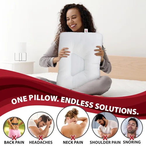 Vista 2 de Alivio cervical ergonómico del dolor del cuello de la almohada del Tri-Core SZ WH suave Blanco