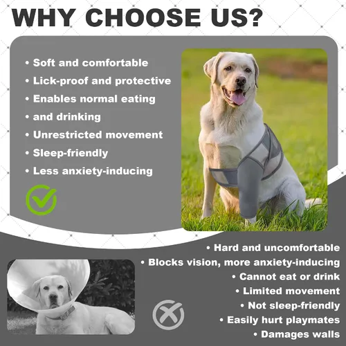 Vista 3 de Rodillera para perro, manga transpirable para patas de perro para dejar de lamer, coderas ajustables para perros pierna delantera trasera, protector