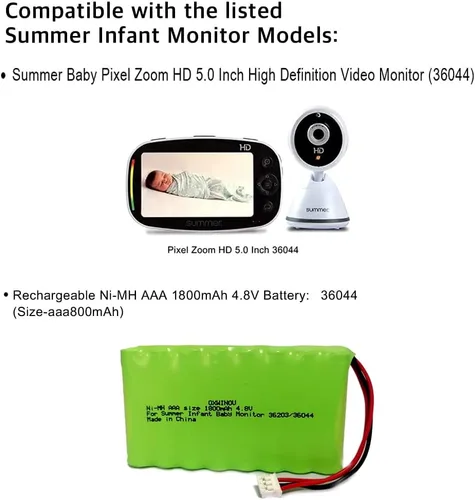 Vista 3 de Batería de repuesto Ni-MH AAA 1600mAh 4.8V 36044-10 para monitor de verano Pure HD de 4.5 pulgadas 36203 36203-2, Baby Pixel Zoom HD 5.0 pulgadas