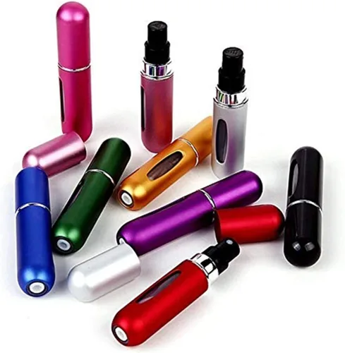 Vista 2 de MuOu - Paquete de 3 botellas atomizadoras de perfume, recargables, de 5 ml, multicolor, para viajes y salidas