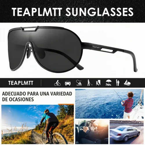Vista 8 de TEAPLMTT Gafas de sol polarizadas estilo aviador retro para hombre, montura metálica Al-mg ultraligeras Negro/Gris