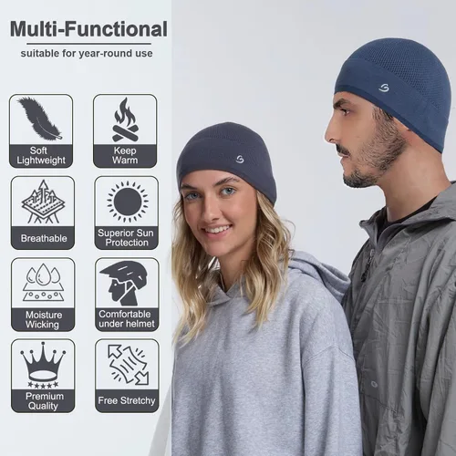 Vista 2 de Gorro de bambú ligero con diseño de calavera para hombres y mujeres, suave y cómodo multifunción